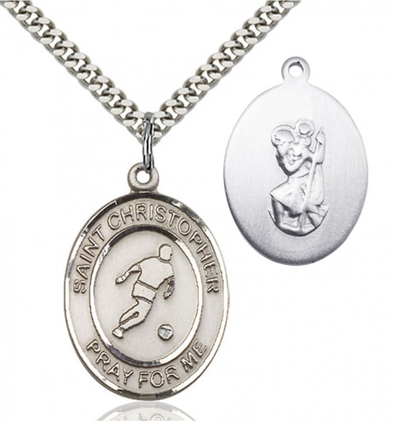 St. Christopher Soccer Medal - Sterling Silver