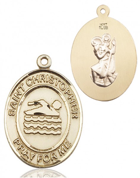 St. Christopher Swimming Medal - 14K Solid Gold