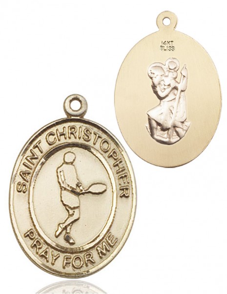 St. Christopher Tennis Medal - 14K Solid Gold