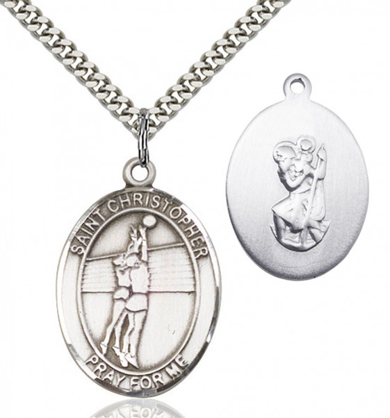 Saint Christopher Volleyball Medal - Sterling Silver