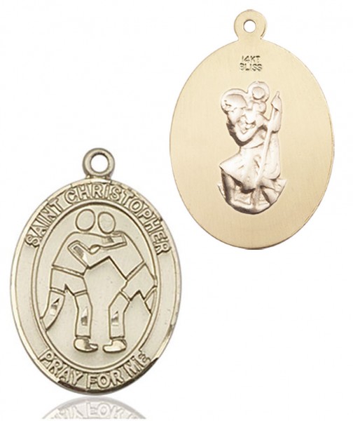 St. Christopher Wrestling Medal - 14K Solid Gold