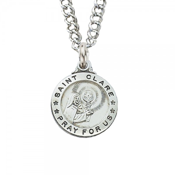St. Clare Sterling Silver - Smaller Medal - Silver