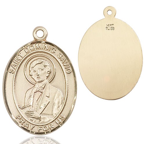 Oval Saint Dominic Savio Medal - 14K Solid Gold