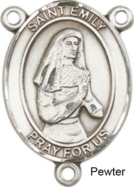 St. Emily De Vialar Rosary Centerpiece Sterling Silver or Pewter - Pewter