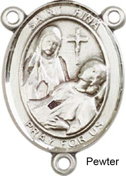 St. Fina Rosary Centerpiece Sterling Silver or Pewter - Pewter