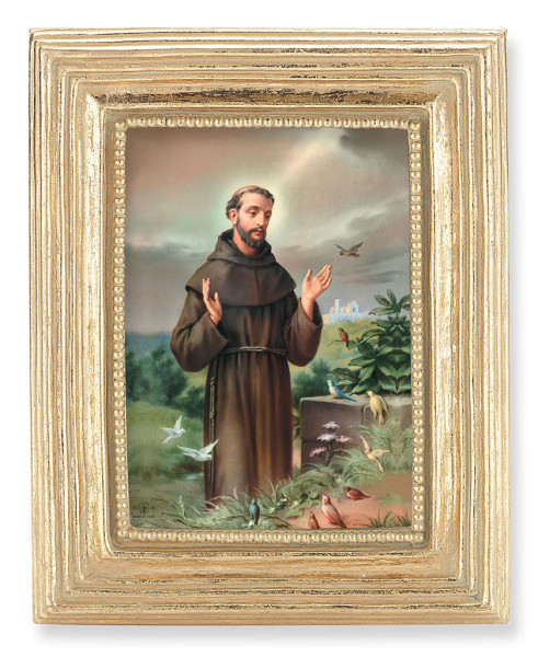 St. Francis 2.5x3.5 Print Under Glass - Gold