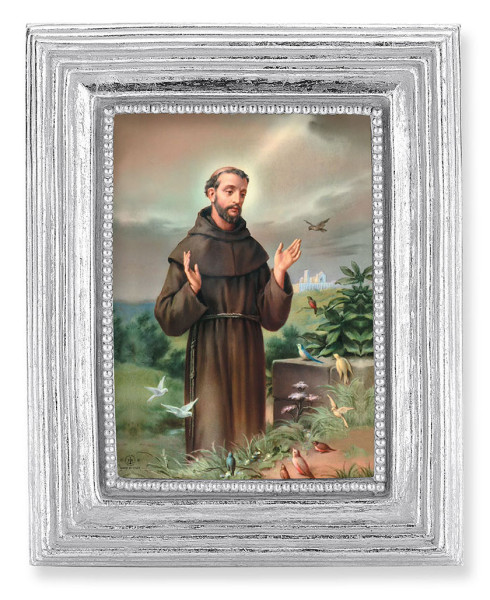St. Francis 2.5x3.5 Print Under Glass - Silver