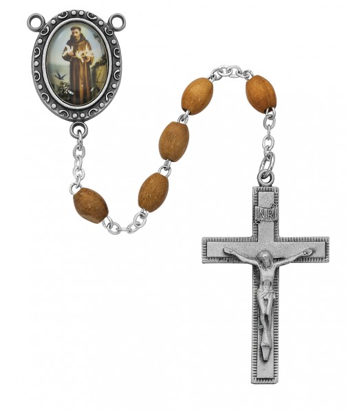 St. Francis of Assisi Olive Wood Rosary - Olive Wood