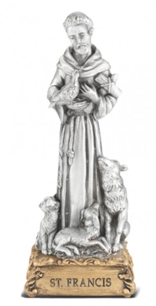 Saint Francis Pewter Statue 4 Inch - Pewter
