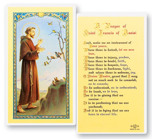 St. Francis Prayer For Peace Laminated Prayer Card - 1 Prayer Card .99 each
