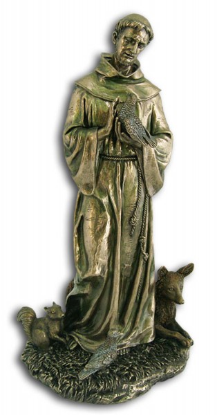 St. Francis Statue - 12 Inches  - Bronze