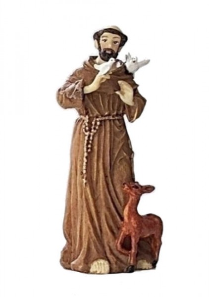 St. Francis of Assisi Statue 3.75&quot; - Multi-Color Browns