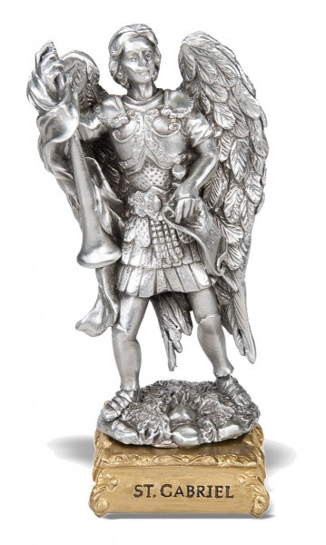 St. Gabriel Pewter Statue 4 Inch - Pewter