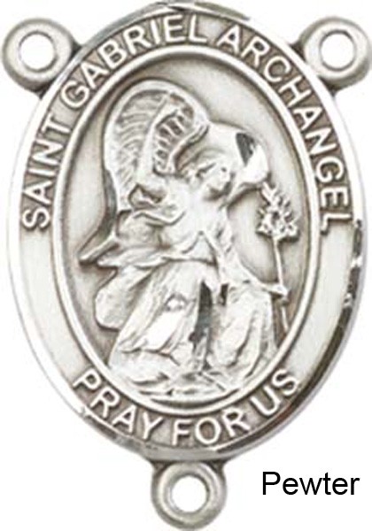 St. Gabriel the Archangel Rosary Centerpiece Sterling Silver or Pewter - Pewter