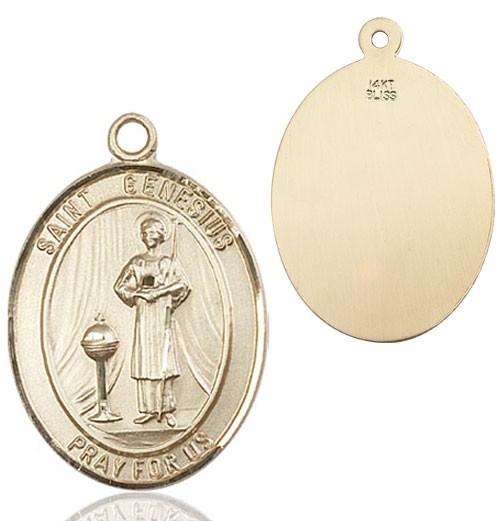 St. Genesius of Rome Medal - 14K Solid Gold