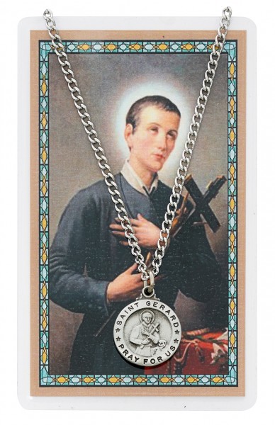 St. Gerard Majella Medal with Prayer Card - Silver tone