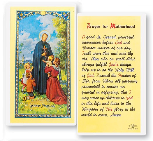 St. Gerard  Motherhood Laminated Prayer Card - 1 Prayer Card .99 each