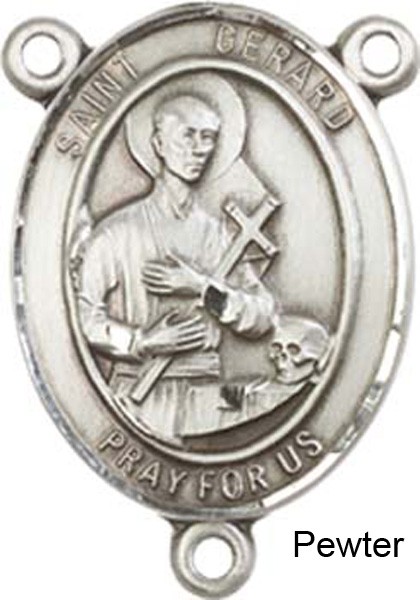 St. Gerard Rosary Centerpiece Sterling Silver or Pewter - Pewter