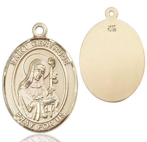 St. Gertrude of Nivelles Medal - 14K Solid Gold
