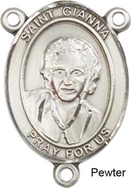 St. Gianna Rosary Centerpiece Sterling Silver or Pewter - Pewter