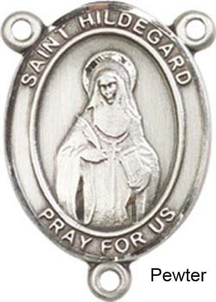 St. Hildegard Von Bingen Rosary Centerpiece Sterling Silver or Pewter - Pewter