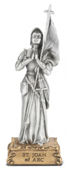 Saint Joan of Arc Pewter Statue 4 Inch - Pewter