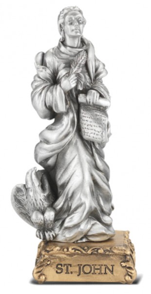 Saint John the Evangelist Pewter Statue 4 Inch - Pewter