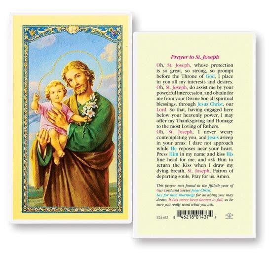 St. Joseph 50th Year Our Lord Laminated Prayer Card - 1 Prayer Card .99 each