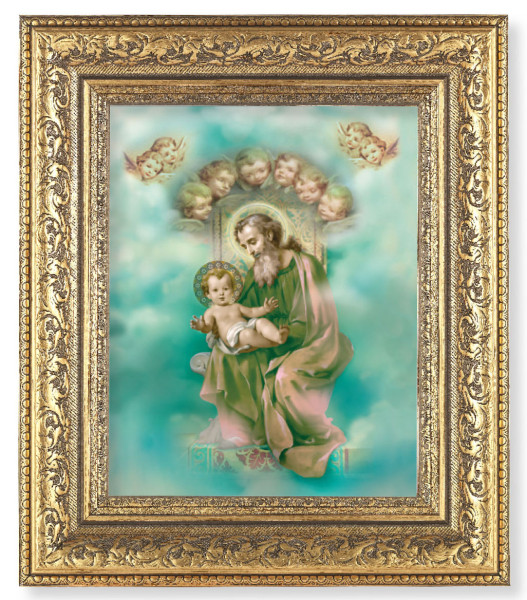 St. Joseph with Angels 8x10 Framed Print Under Glass - #115 Frame