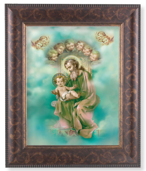 St. Joseph with Angels 8x10 Framed Print Under Glass - #124 Frame
