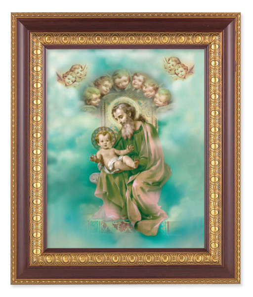 St. Joseph with Angels 8x10 Framed Print Under Glass - #126 Frame