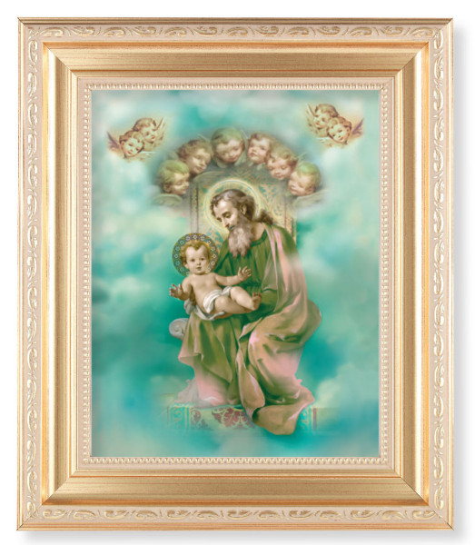St. Joseph with Angels 8x10 Framed Print Under Glass - #138 Frame