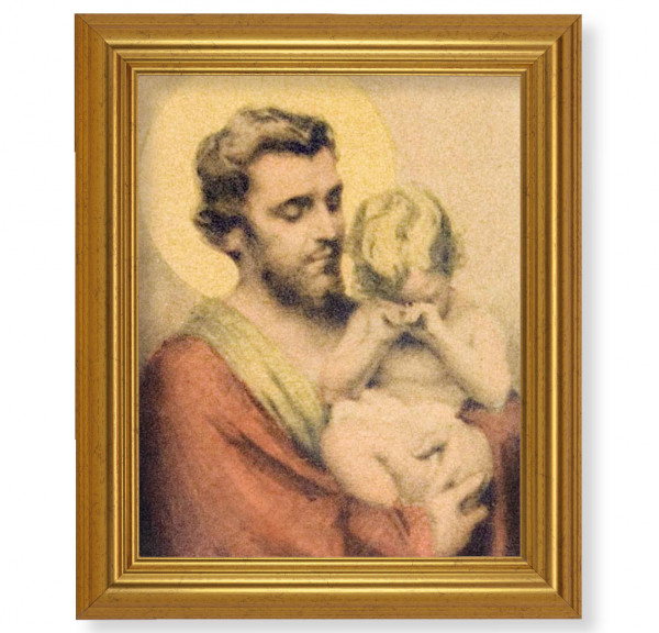 St. Joseph with Crying Jesus 8x10 Framed Print - Gold