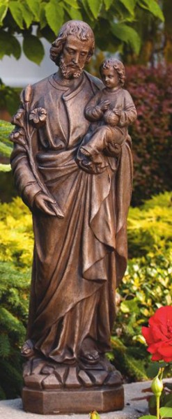 St. Joseph Holding Jesus Statue 34 inches - Classic Iron Finish