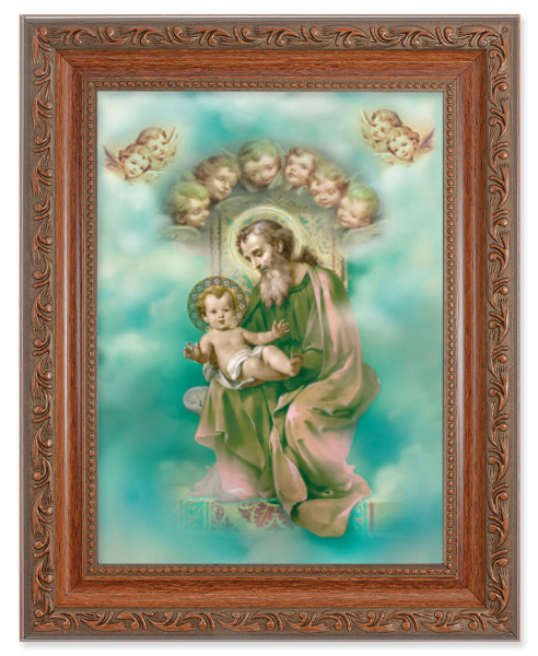 St. Joseph with Jesus Child 6x8 Print Under Glass - #161 Frame