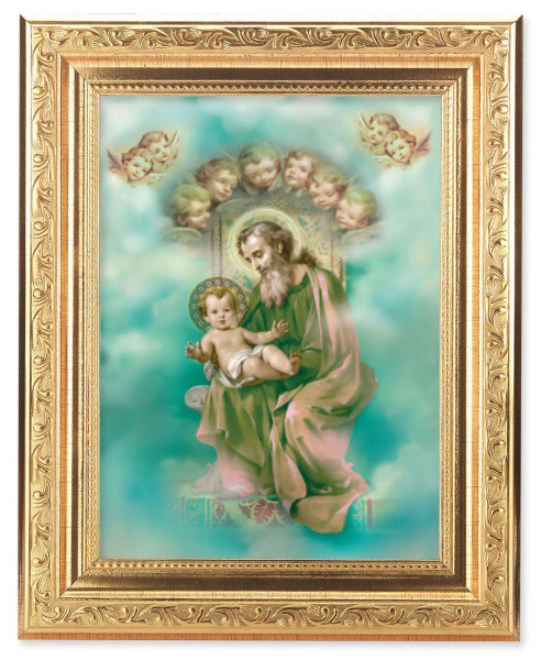 St. Joseph with Jesus Child 6x8 Print Under Glass - #162 Frame