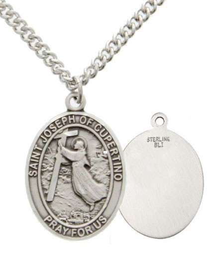 St. Joseph of Cupertino Plain Back Medal - Sterling Silver