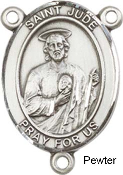 St. Jude Thaddeus Rosary Centerpiece Sterling Silver or Pewter - Pewter