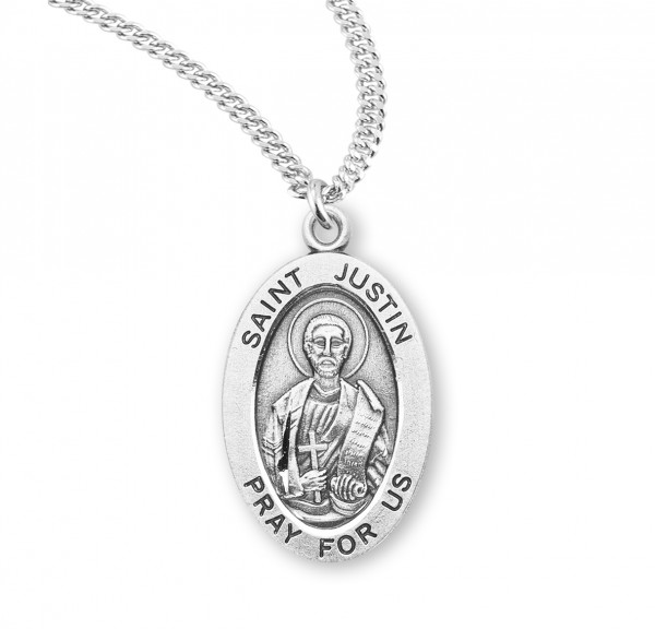 Women's St. Justin Oval Medal - Sterling Silver