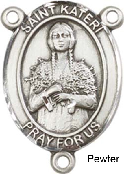 St. Kateri Rosary Centerpiece Sterling Silver or Pewter - Pewter