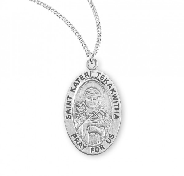 St. Kateri Tekakwitha Oval Medal - Sterling Silver