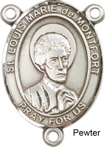 St. Louis Marie De Montfort Rosary Centerpiece Sterling Silver or Pewter - Pewter