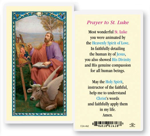 St. Luke Laminated Prayer Card - 1 Prayer Card .99 each