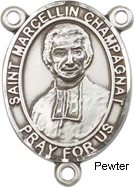 St. Marcellin Champagnat Rosary Centerpiece Sterling Silver or Pewter - Pewter
