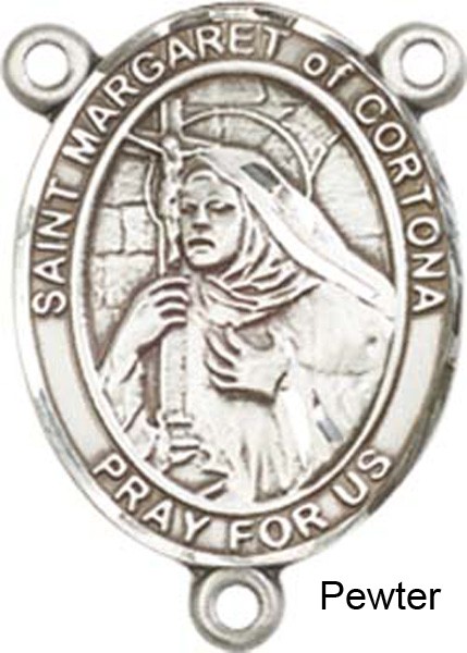 St. Margaret of Cortona Rosary Centerpiece Sterling Silver or Pewter - Pewter