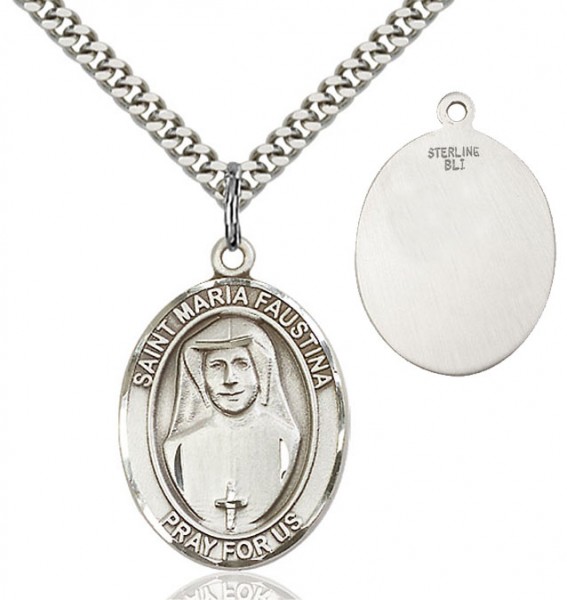 St. Maria Faustina Medal - Sterling Silver