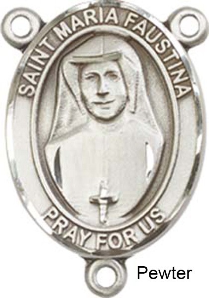 St. Maria Faustina Rosary Centerpiece Sterling Silver or Pewter - Pewter