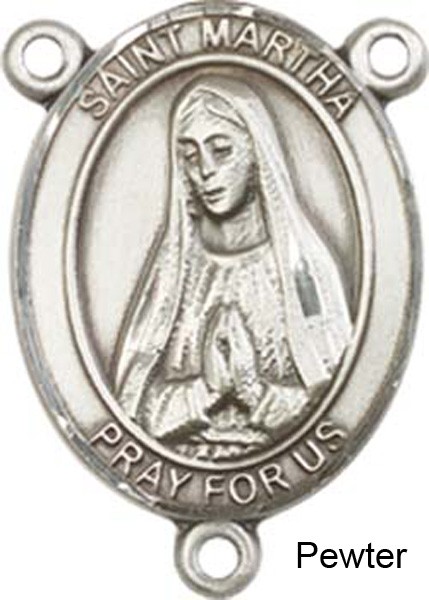St. Martha Rosary Centerpiece Sterling Silver or Pewter - Pewter
