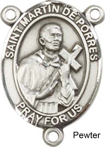 St. Martin De Porres Rosary Centerpiece Sterling Silver or Pewter - Pewter