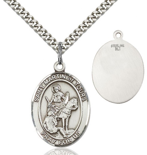 Details about   Solid 10k Two Tone Rose Gold Diamond Saint Martin of Tours Pendant Necklace